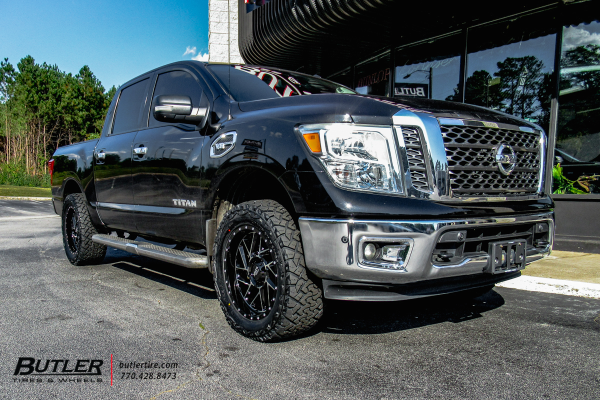 Nissan Titan with 20in Moto Metal M0985 Wheels and Venom Terra Hunter X/T Tires