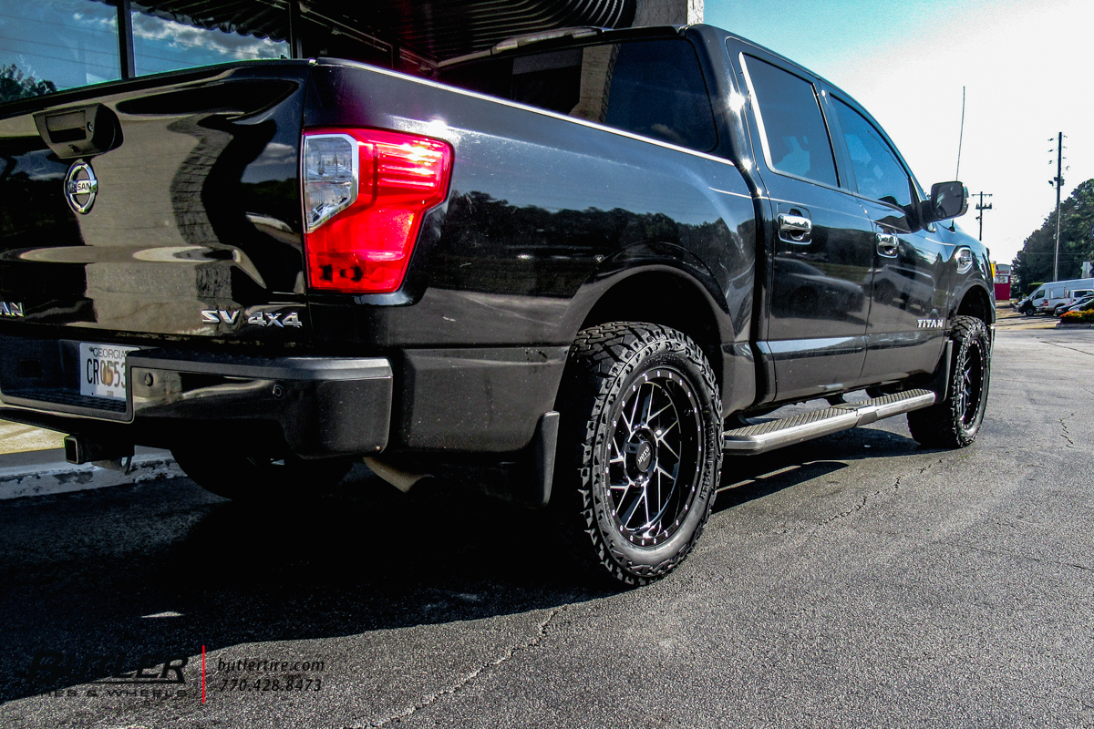 Nissan Titan with 20in Moto Metal M0985 Wheels and Venom Terra Hunter X/T Tires